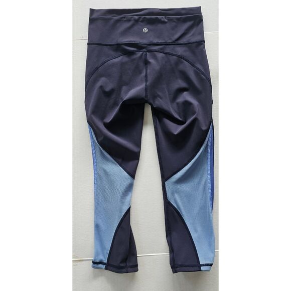 Lululemon Women’s Mix & Mesh Crop 21” Yoga Leggings Navy Blue Size 6 EUC - Picture 3 of 8